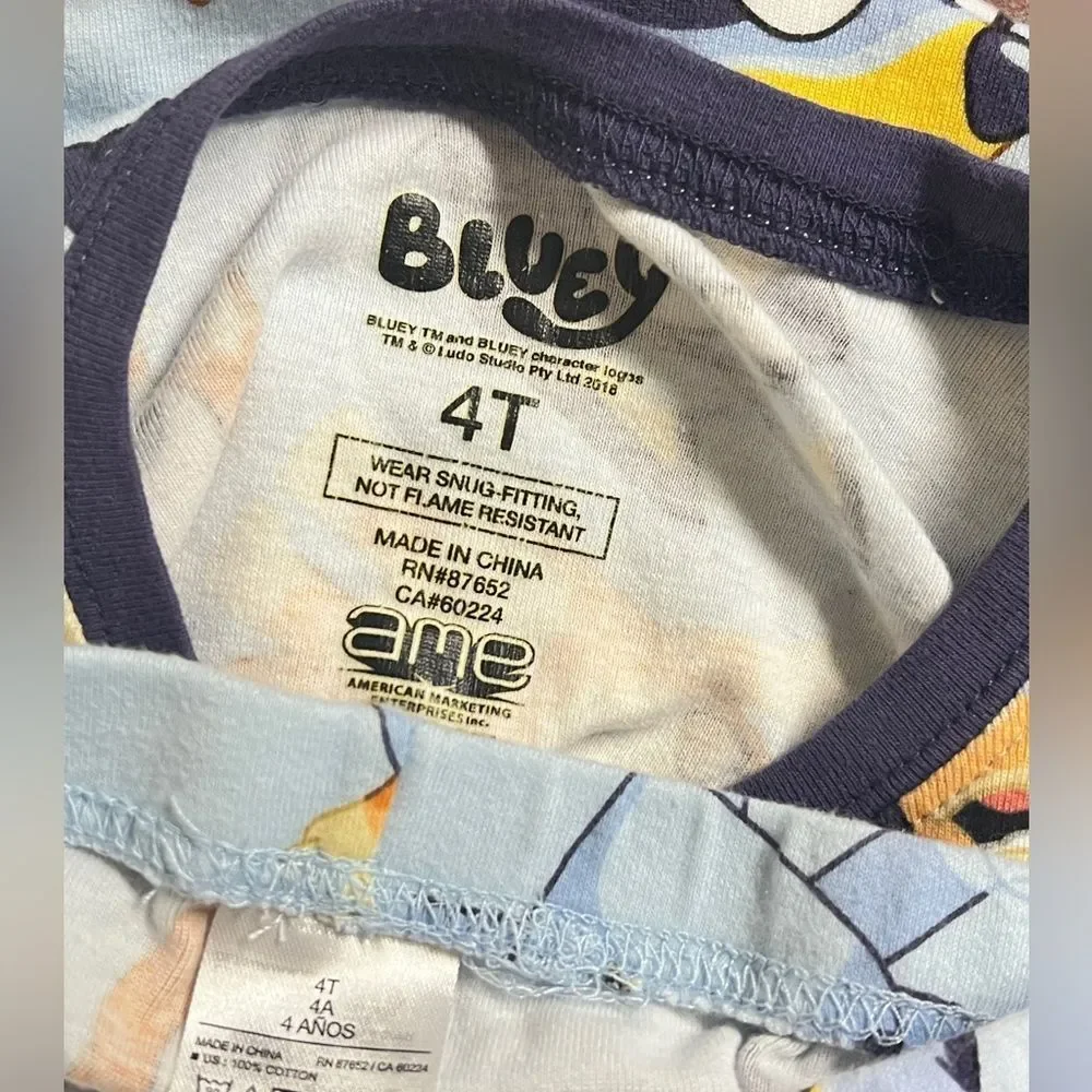 Unisex kids BLUEY Pajamas set long sleeve 4T